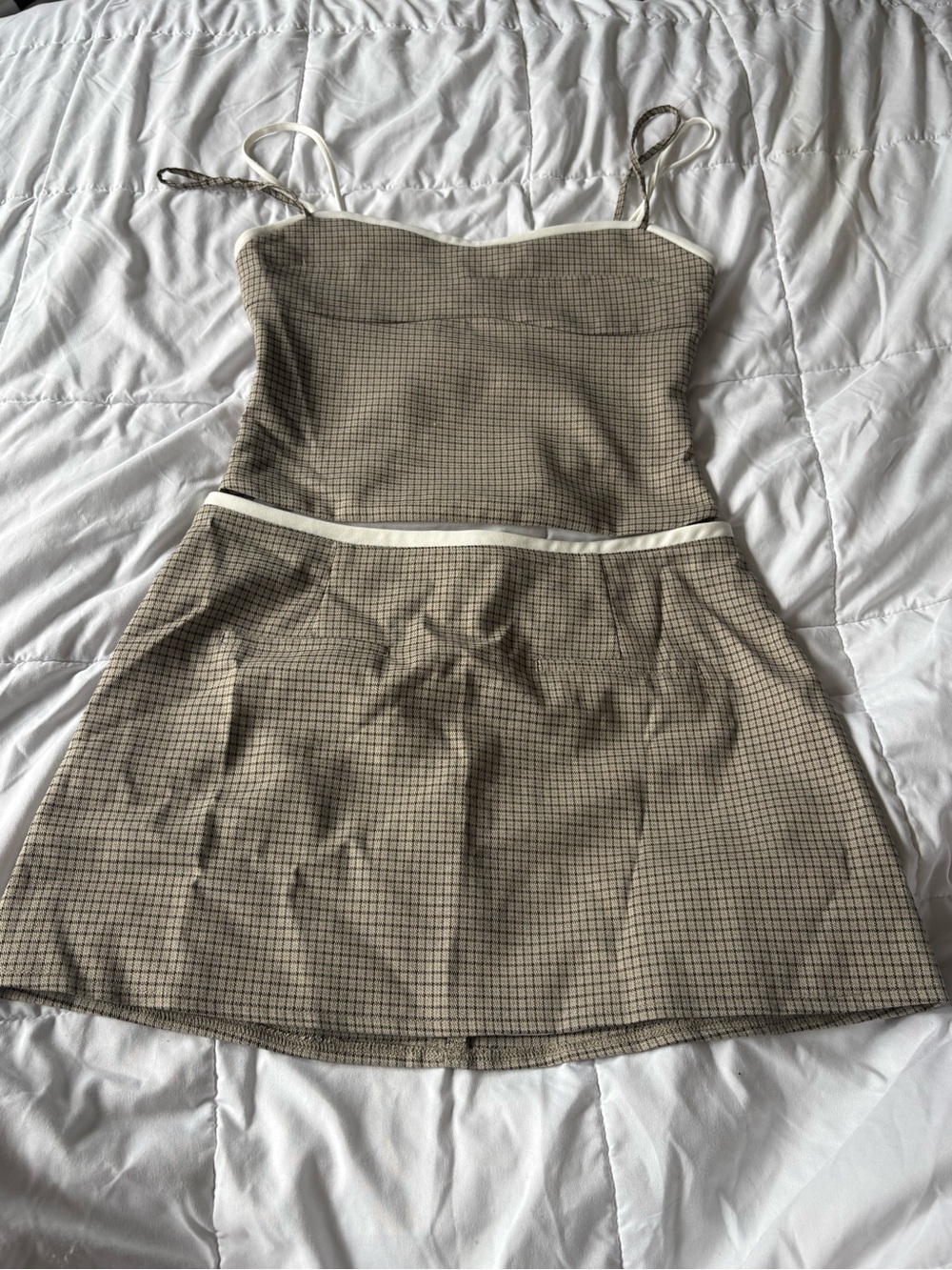 White Fox Beige Gingham Set
